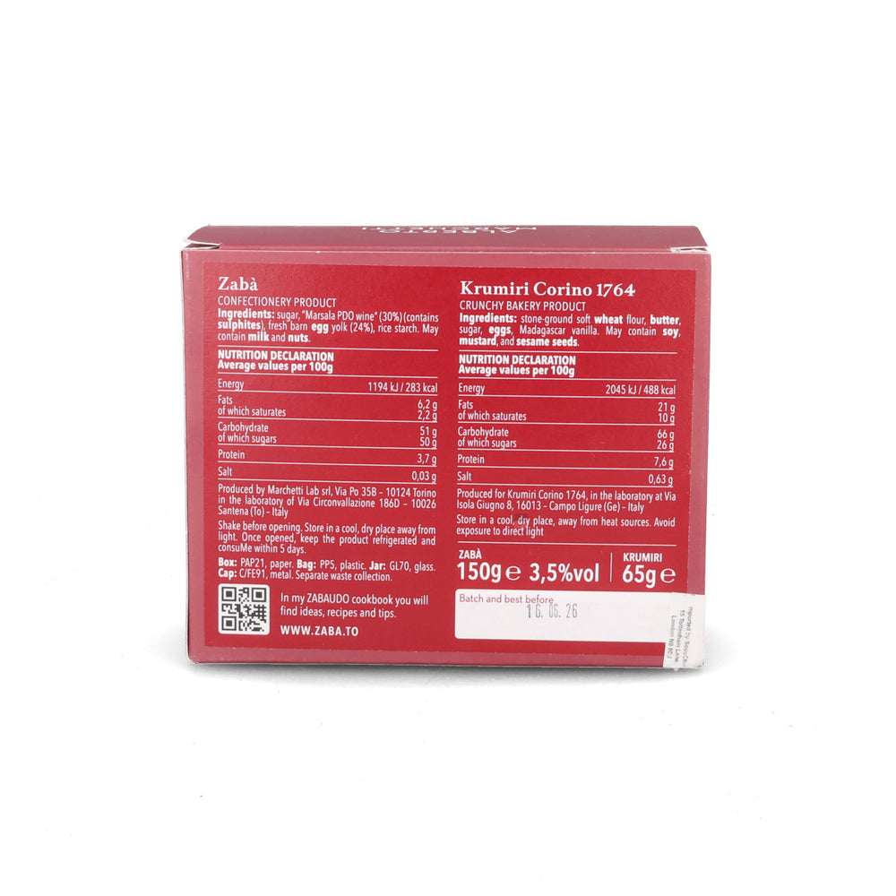 Zaba Traditional Italian Zabaione with Marsala & Krumiri, 190g