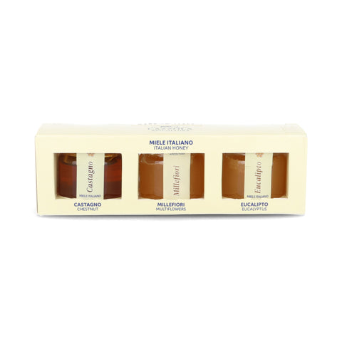 Apicoltura Cazzola Chesnut, Multiflower & Eucalyptus Honey Gift Trio, 3 x 40g