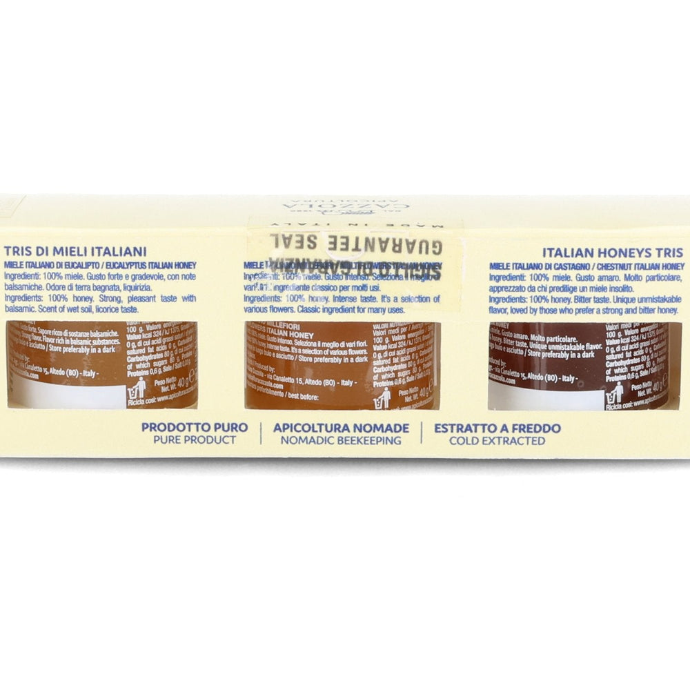 Apicoltura Cazzola Chesnut, Multiflower & Eucalyptus Honey Gift Trio, 3 x 40g
