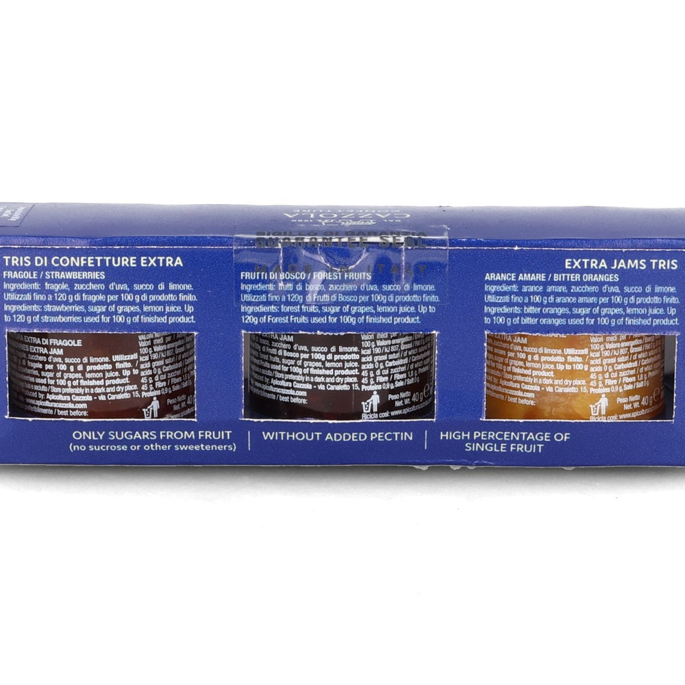 Apicoltura Cazzola Orange, Forest Fruits & Strawberry Jam Trio, 3 x 40g