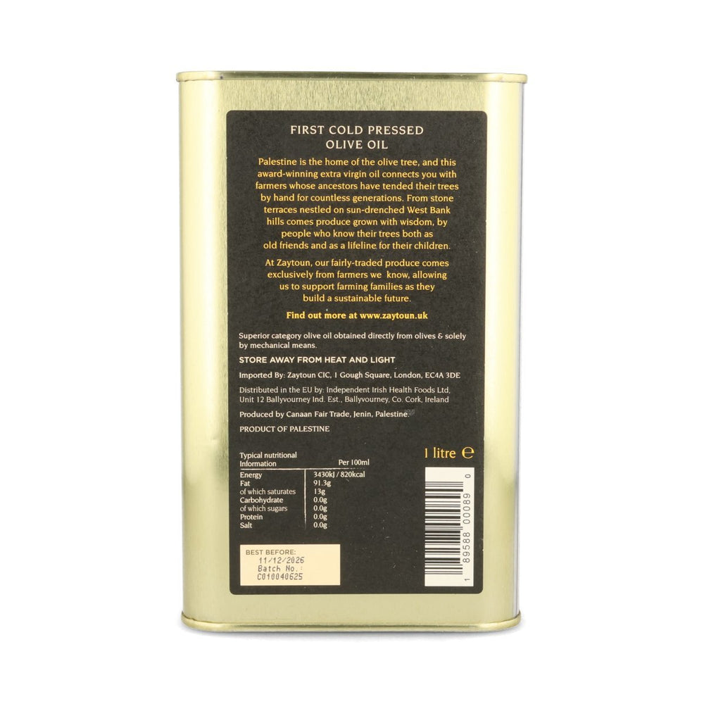 Zaytoun Extra Virgin Olive Oil, 1L