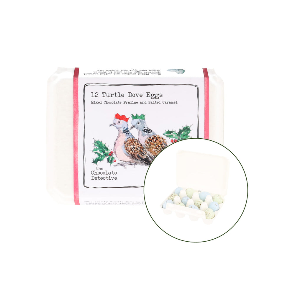 The Chocolate Detective 12 Christmas Turtle Dove Eggs, 150g