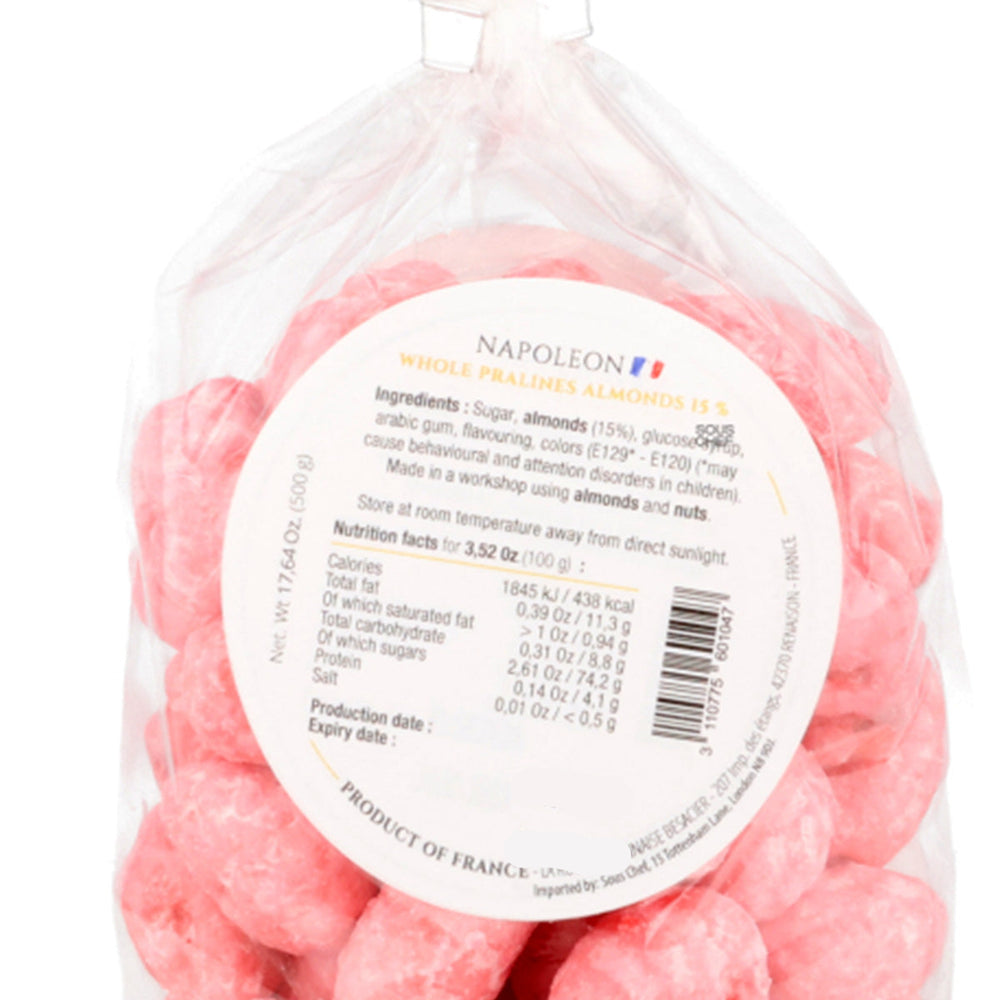 Whole Pink Pralines 15% Almonds, 500g