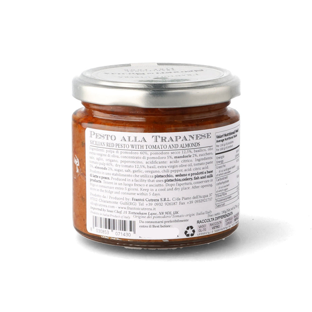 Frantoi Cutrera Trapanese Sicilian Red Pesto with Tomato & Sicilian Almonds, 190g