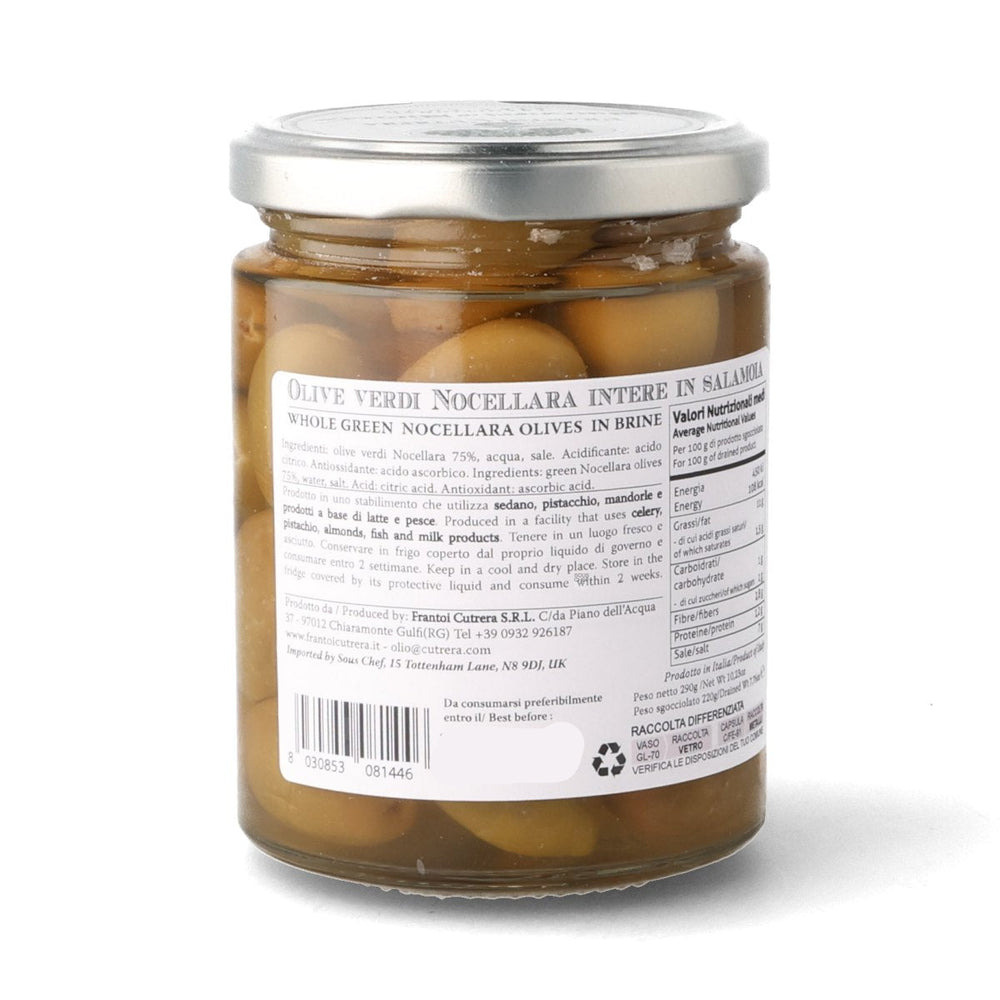 Frantoi Cutrera Whole Green Nocellara Olives in Brine, 290g