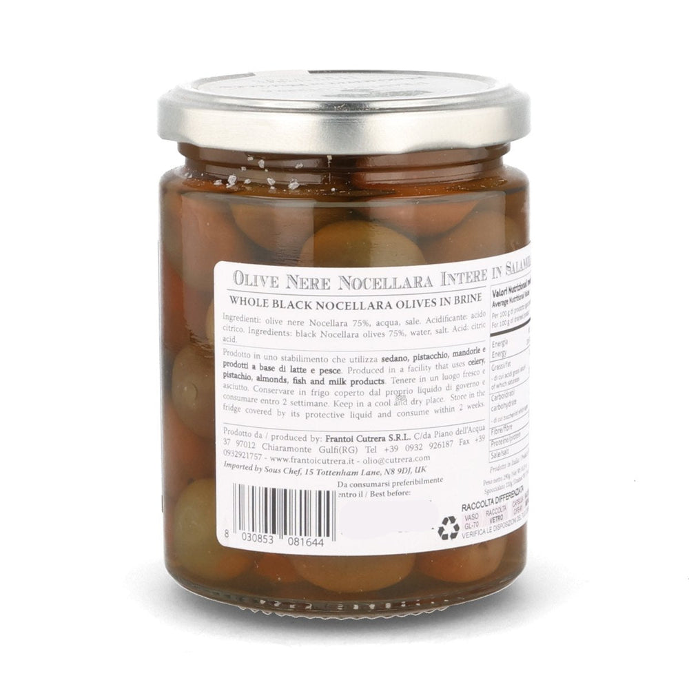 Frantoi Cutrera Whole Black Nocellara Olives in Brine, 290g
