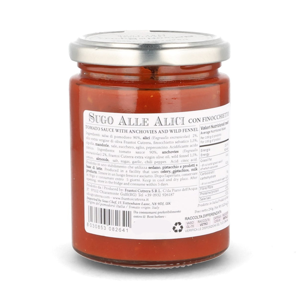 Frantoi Cutrera Tomato Sauce with Anchovies & Wild Fennel, 290g