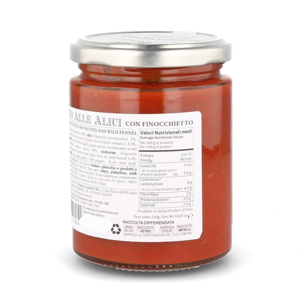 Frantoi Cutrera Tomato Sauce with Anchovies & Wild Fennel, 290g
