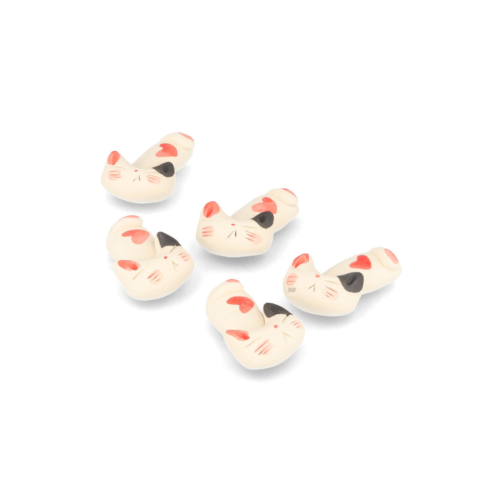 Set of 5 White Cat Ceramic Chopstick Rest, 4cm