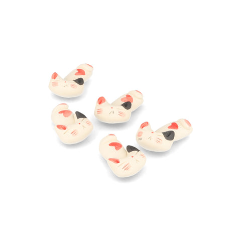 Set of 5 White Cat Ceramic Chopstick Rest, 4cm