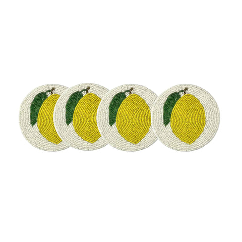 Set of 4 Beaded Lemon Coasters