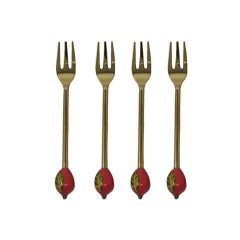 Set of 4 Strawberry Tasting Forks