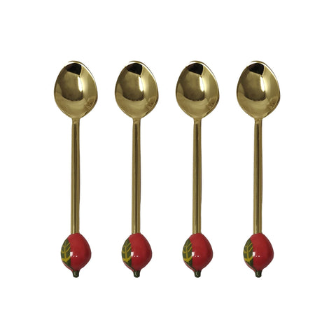 Set of 4 Strawberry Dessert Spoons