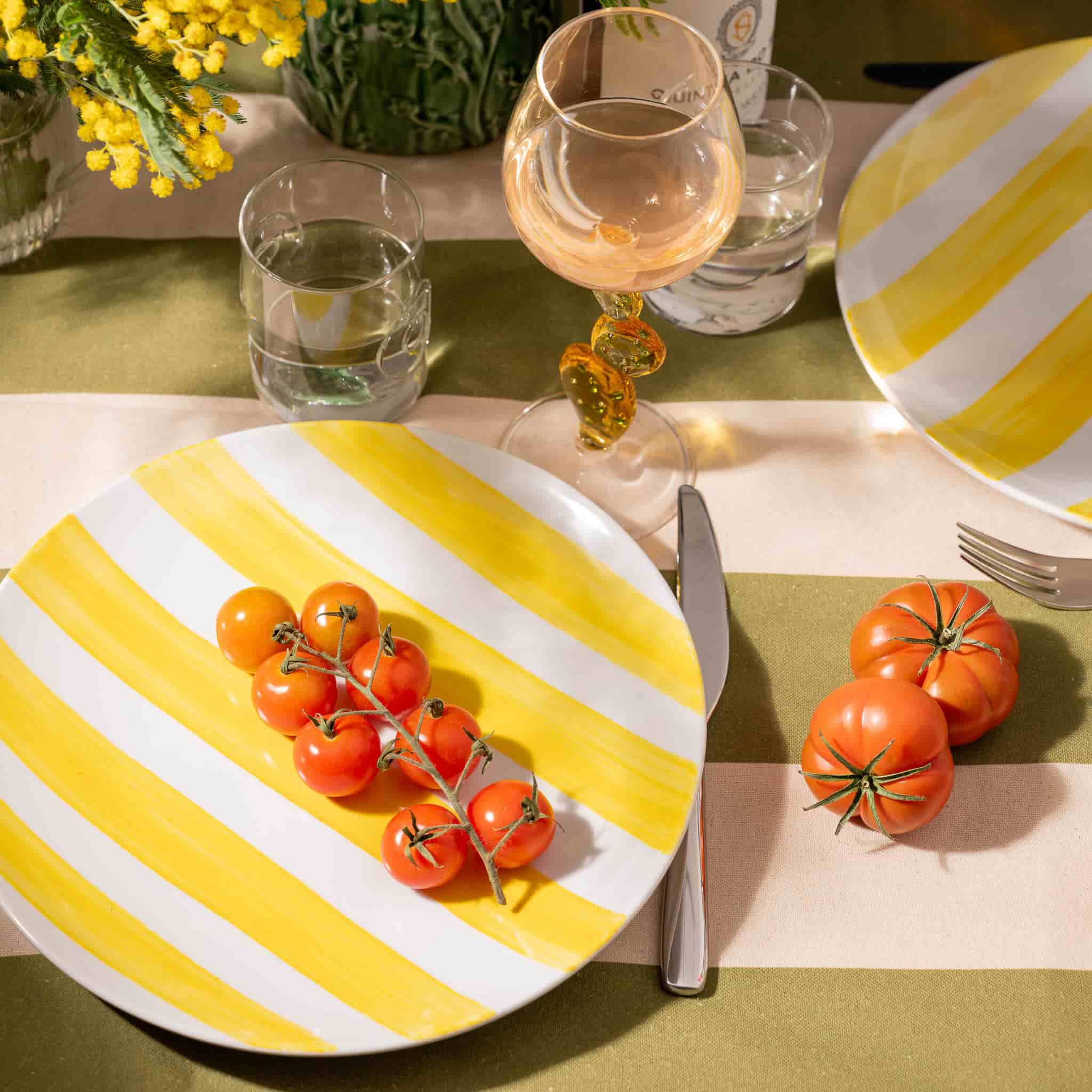 The Platera Yellow Stripe Porcelain Dinner Plate, 27.5cm