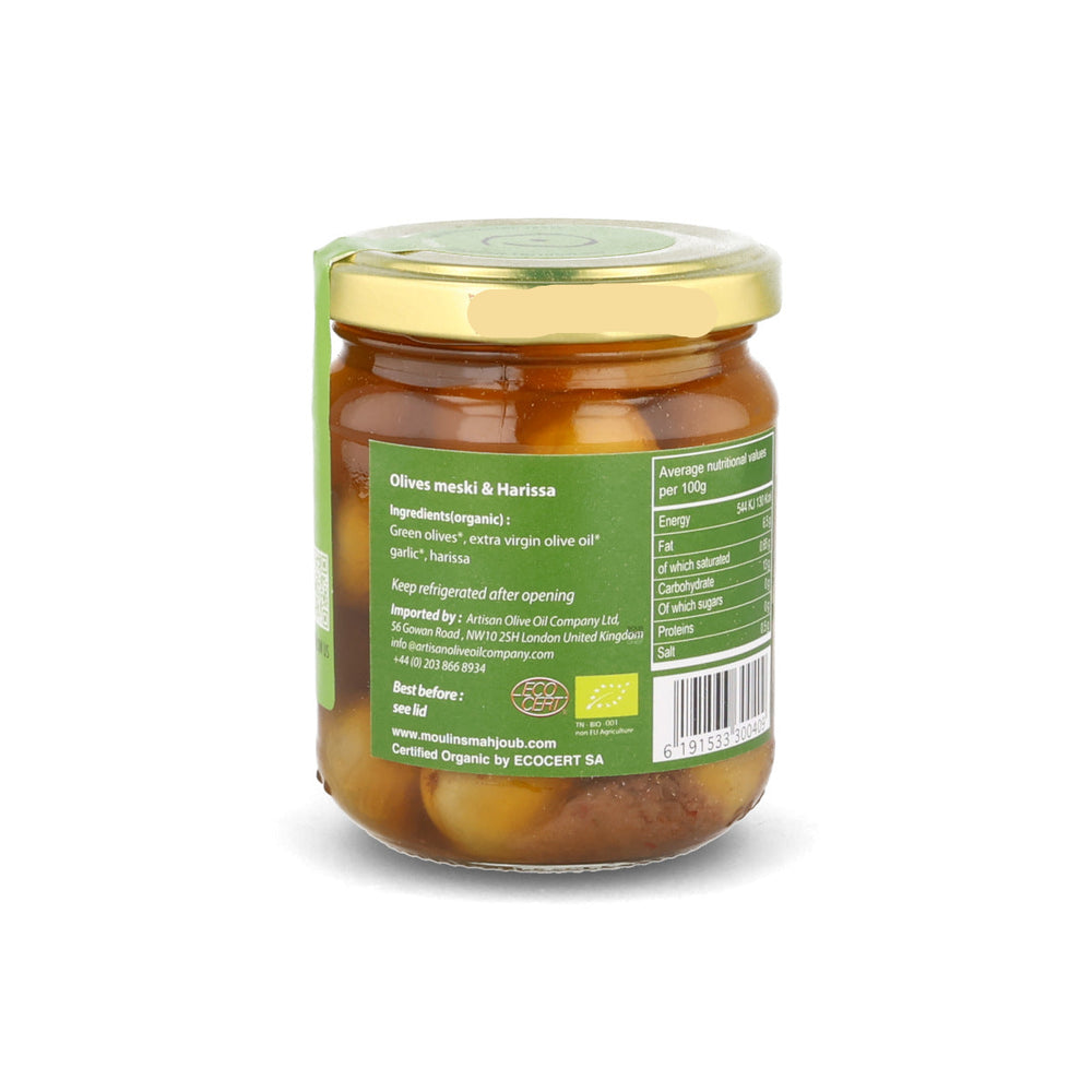 Moulins Mahjoub Meski Olives with Harissa, 200g