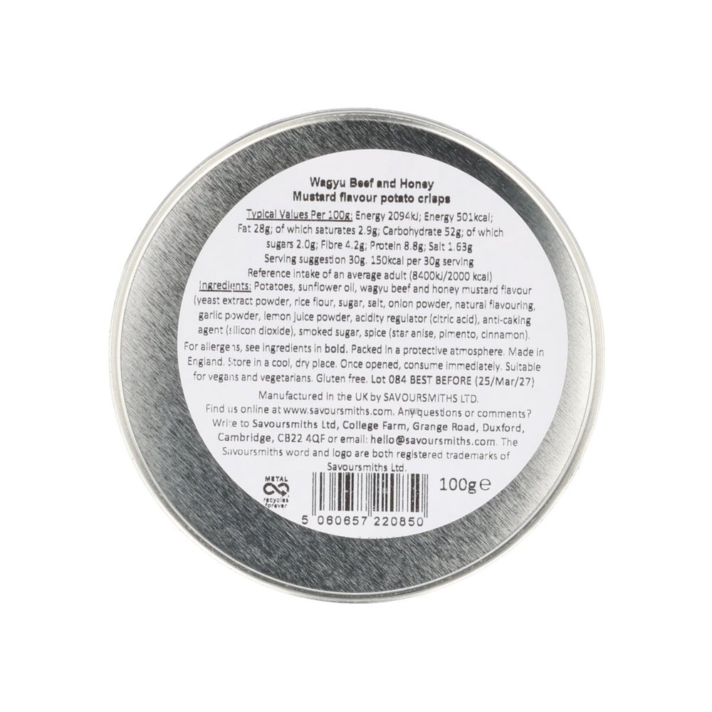 Savoursmiths Vegan Wagyu Beef with Honey & Mustard Crisps in Tin, 100g