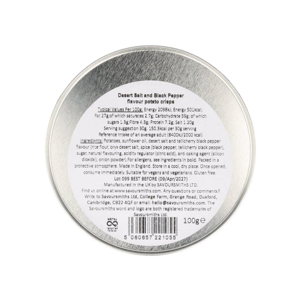 Savoursmiths Desert Salt & Black Pepper Crisps in Tin, 100g