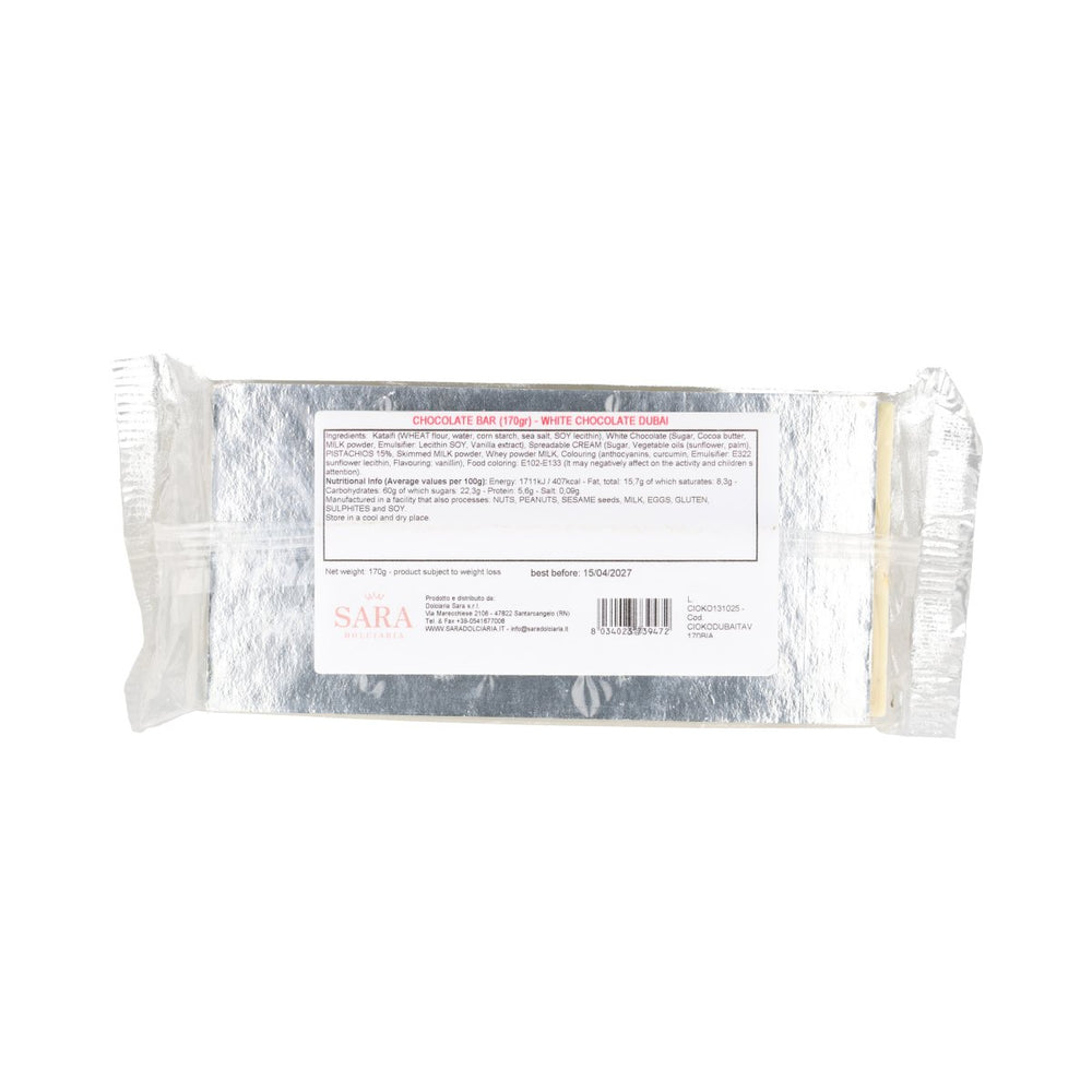 Dubai Style Chocolate Bar White Chocolate, Pistachio & Kunafa