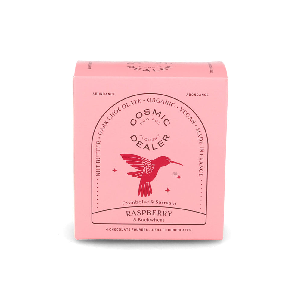Cosmic Dealer Box of 4 Raspberry & Buckwheat Filled Chocolates, 320g