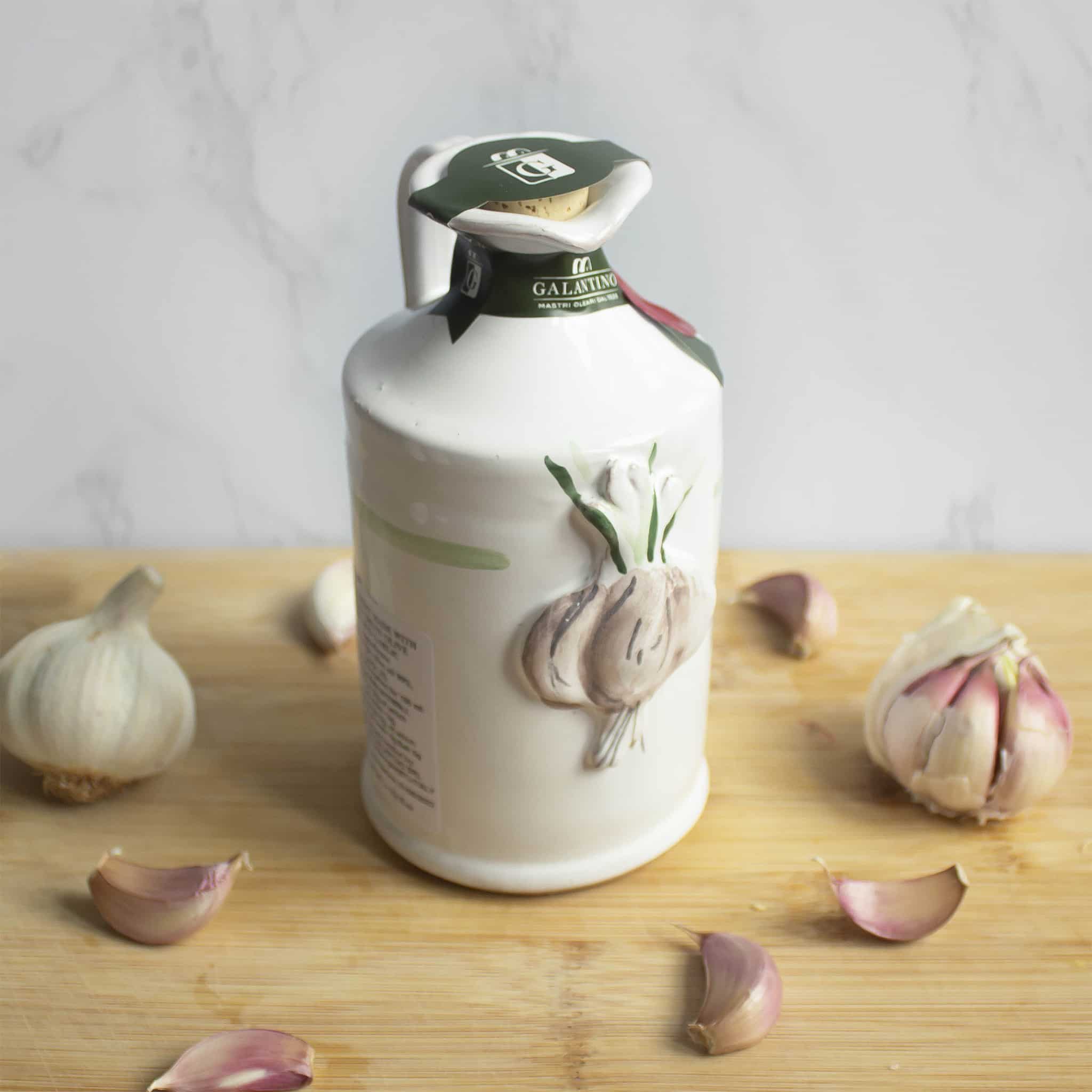 Puglian Olive Oil with Garlic in Terracotta Bottle 250ml