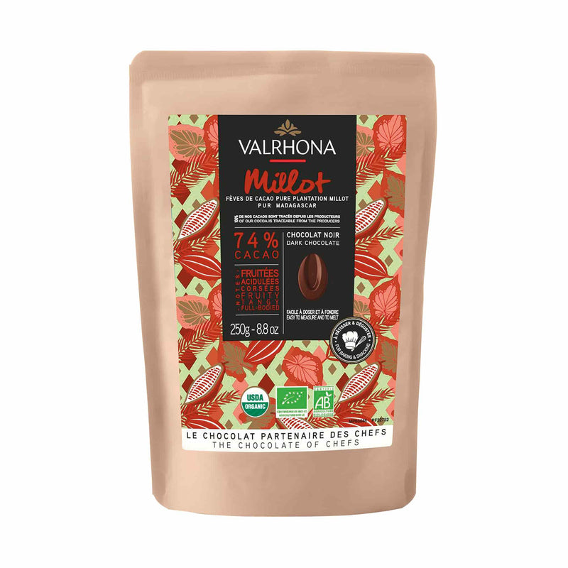 Valrhona Millot 74% 'Pure' Single Origin Organic Chocolate Couverture 250g