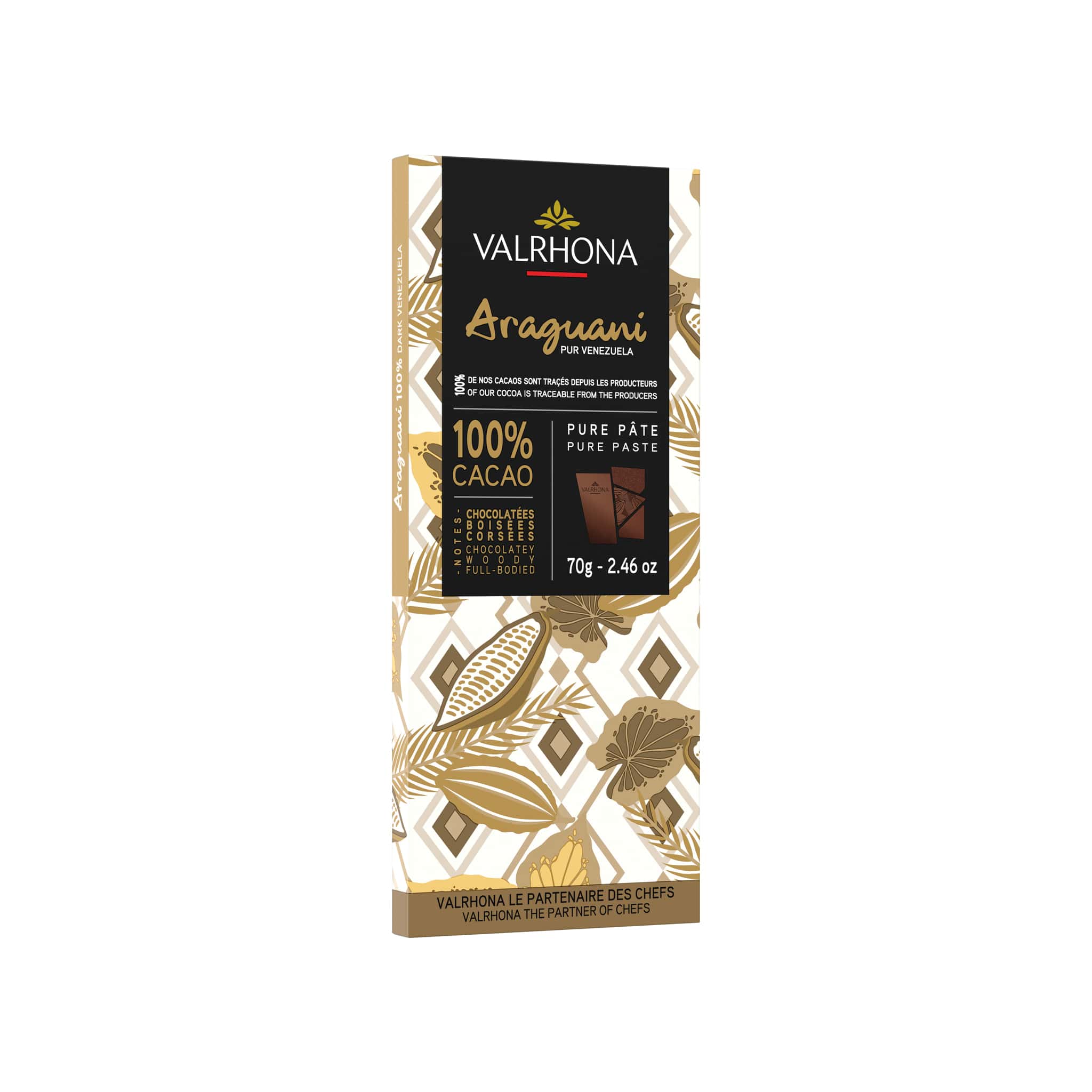 Valrhona Araguani 100% Dark Chocolate Bar 70g