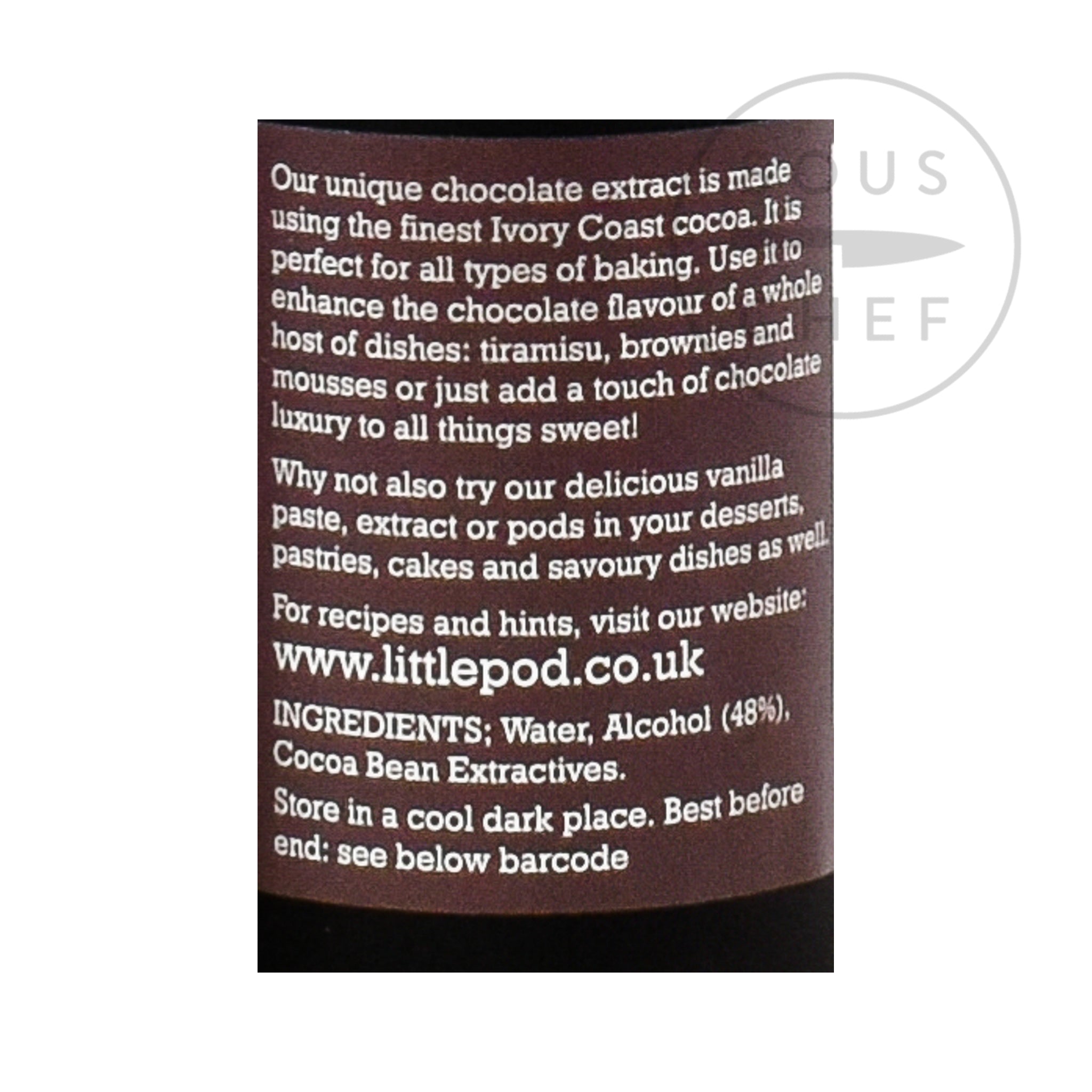 Littlepod Pure Chocolate Extract 100ml Ingredients Flavours & Colours