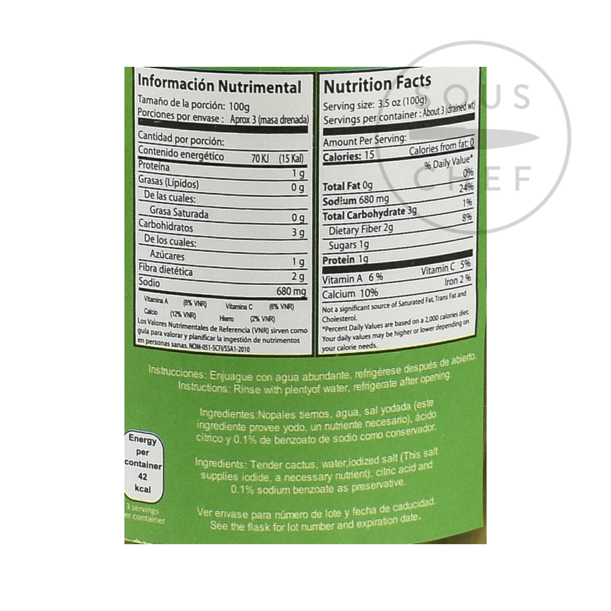 Azteca Cambray Whole Cactus Leaves 460g Ingredients Nutritional Information Mexican Food and Cooking