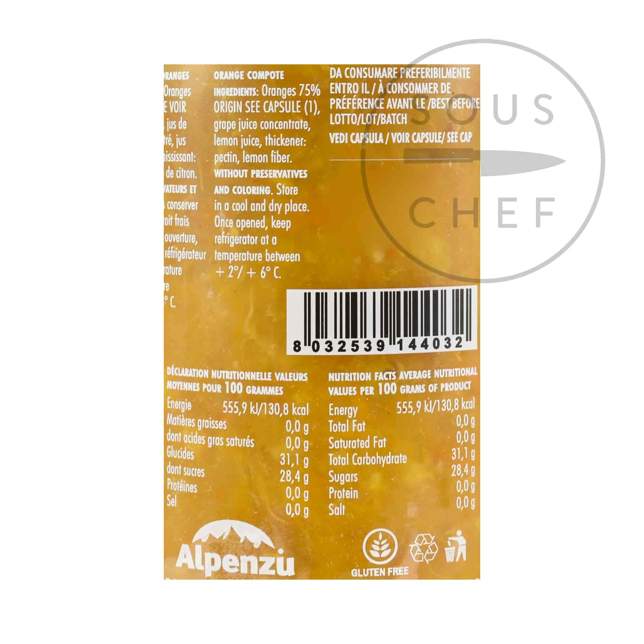 Alpenzu Orange Preserve 100% Fruit Jam 350g