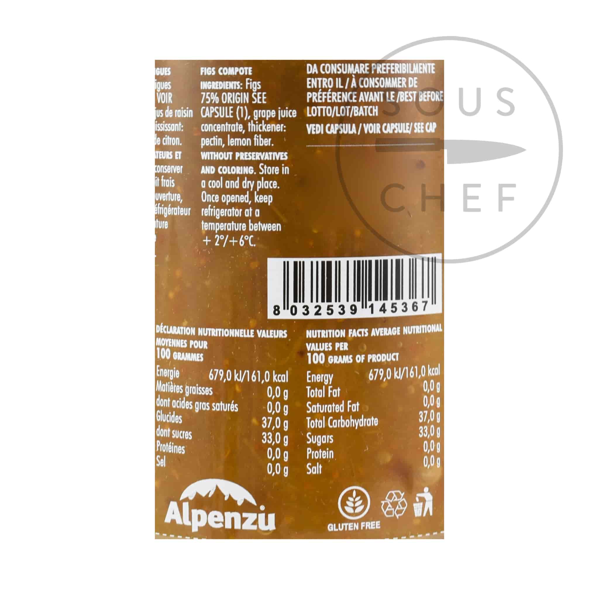 Alpenzu Fig Preserves 100% Fruit Jam 350g