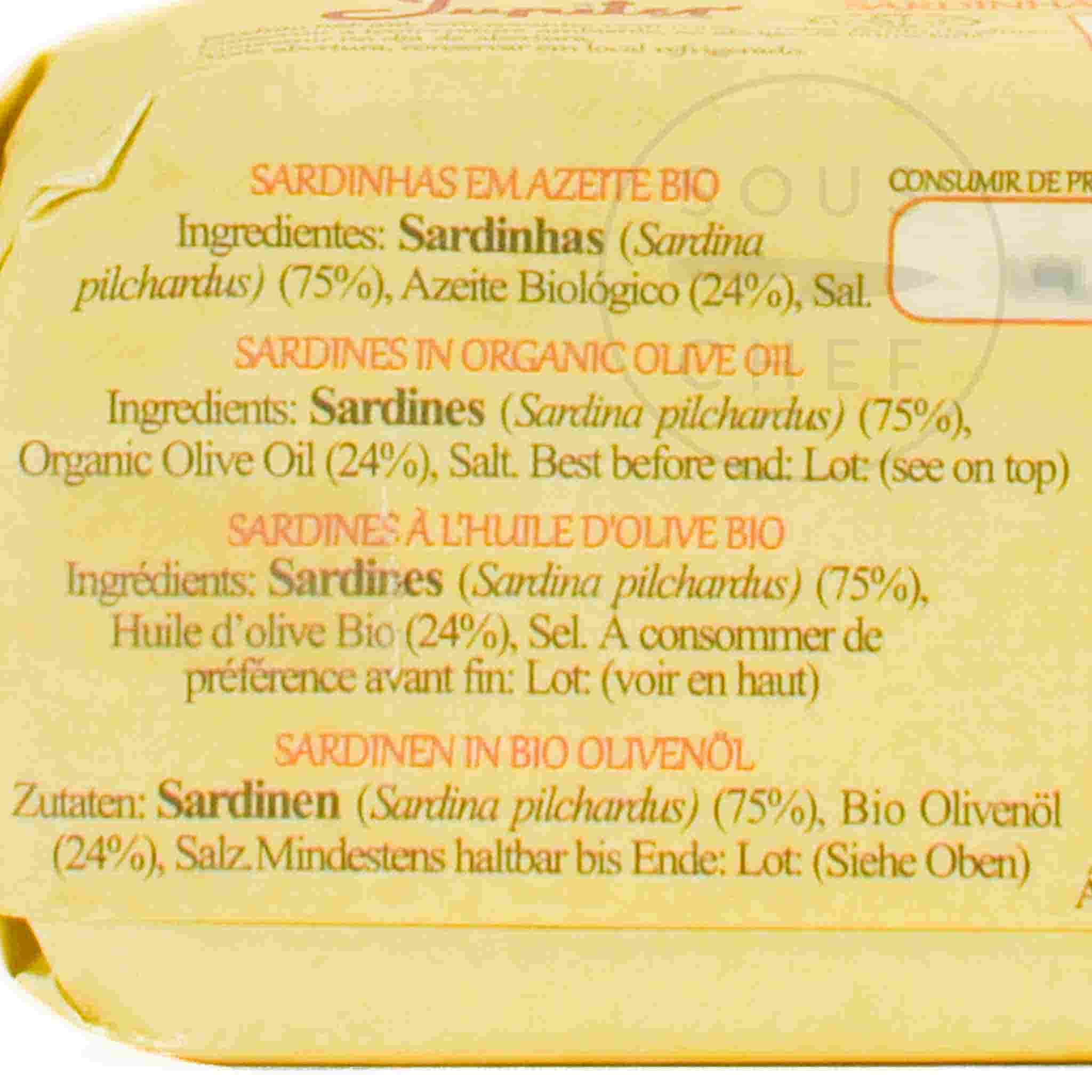Jupiter Sardines in Organic Olive Oil 120g