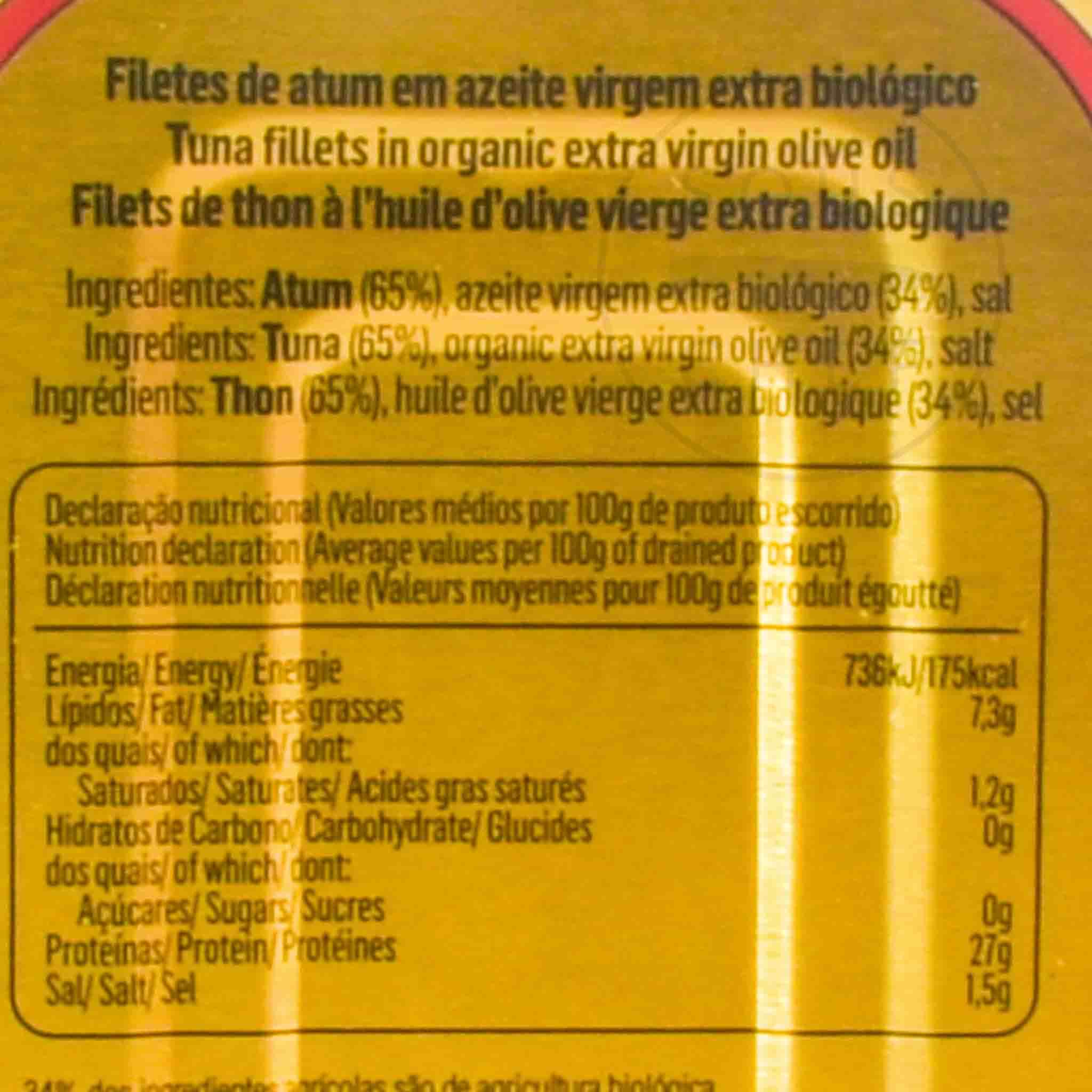 Tenoria Natural Tuna Fillet in Organic Olive Oil, 120g