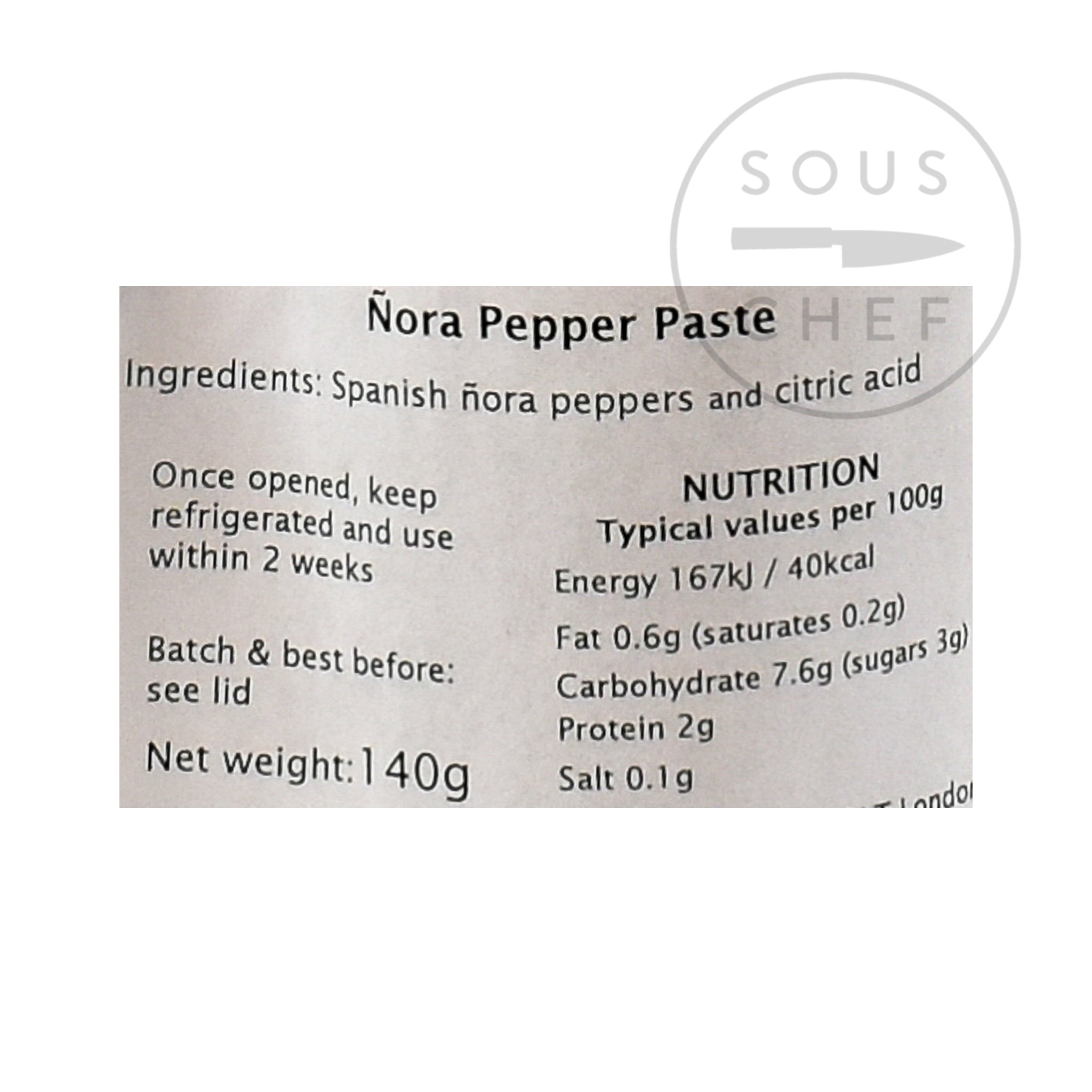 Nora Pepper Paste 140g nutritional information ingredients
