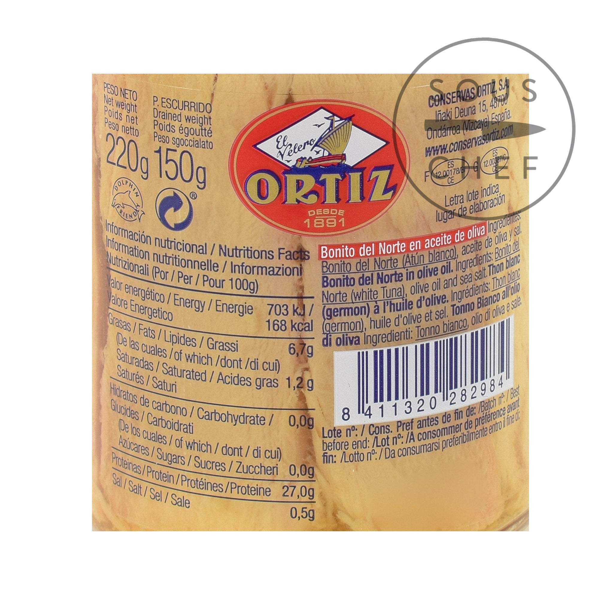 Ortiz Bonito Tuna Fillets in Olive Oil in Glass Jar 220g