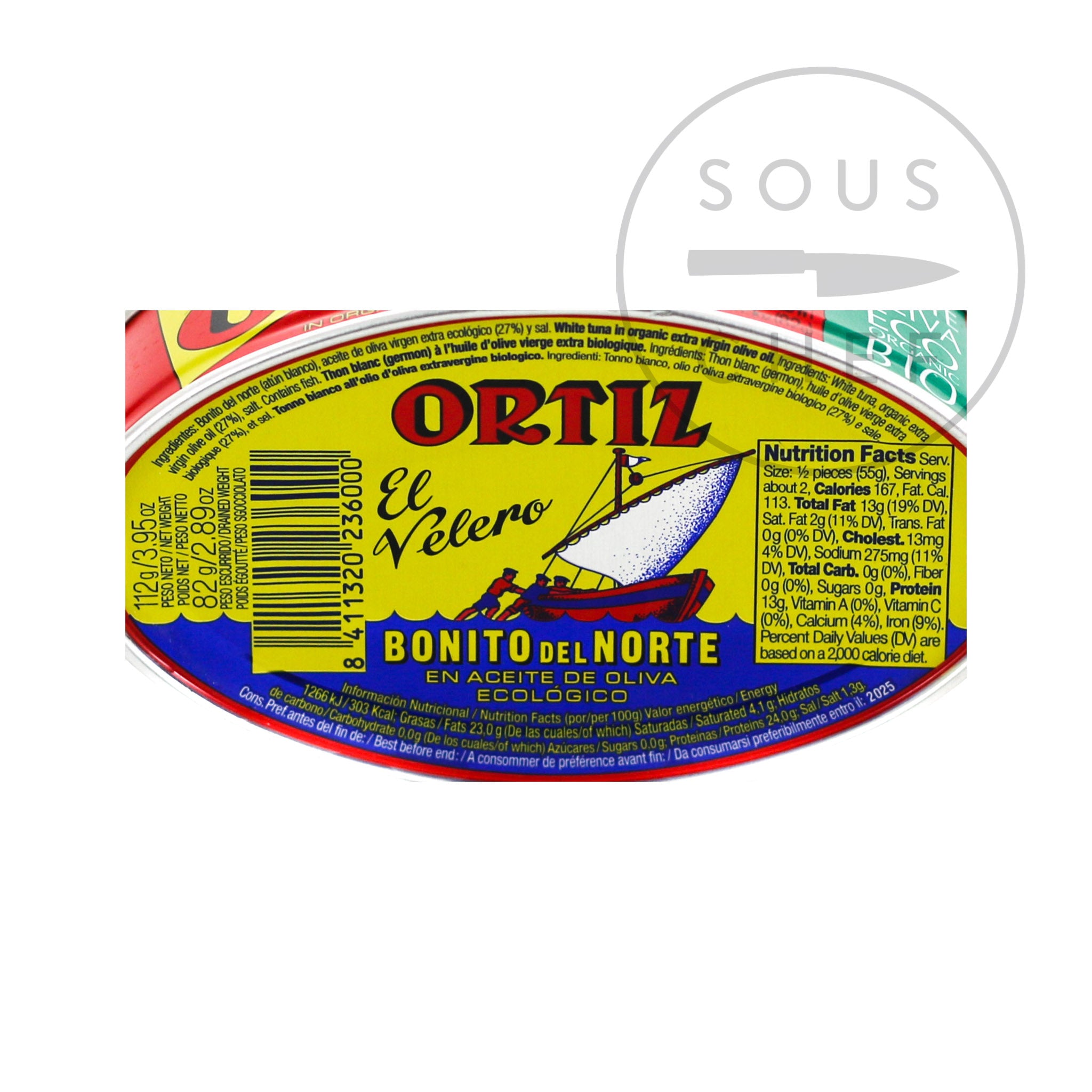 Ortiz Bonito Tuna Fillets in Organic Extra Virgin Olive Oil 112g