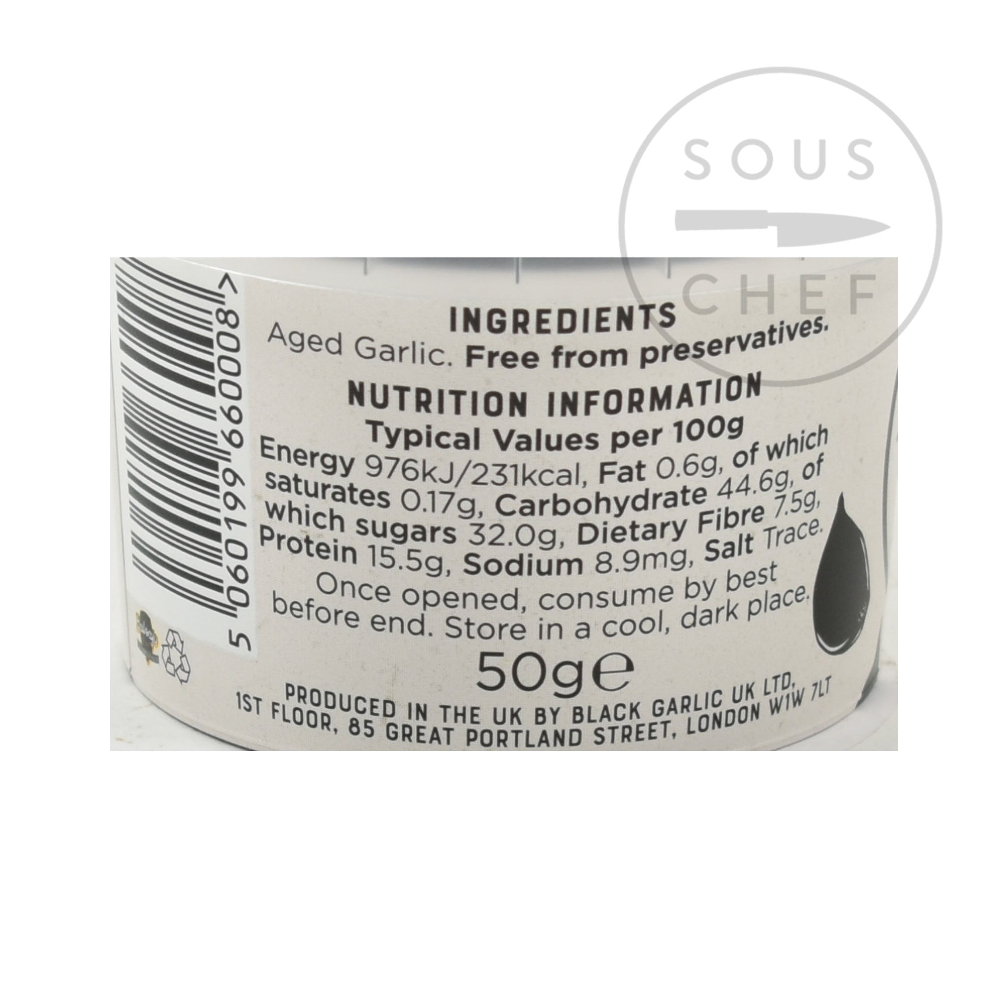 Black Garlic Cloves 50g nutritional information ingredients