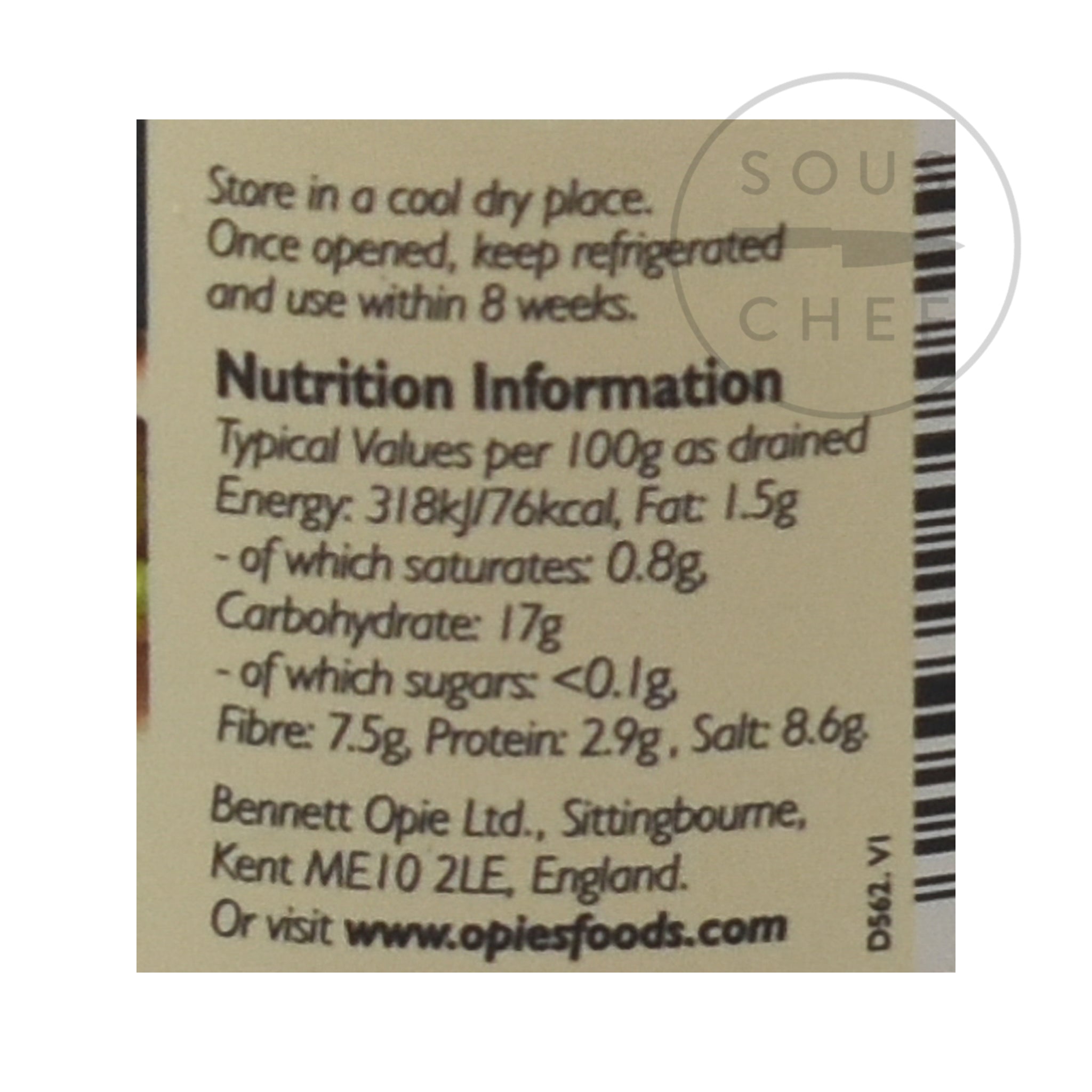 Green Peppercorns in Brine 115g nutritional information