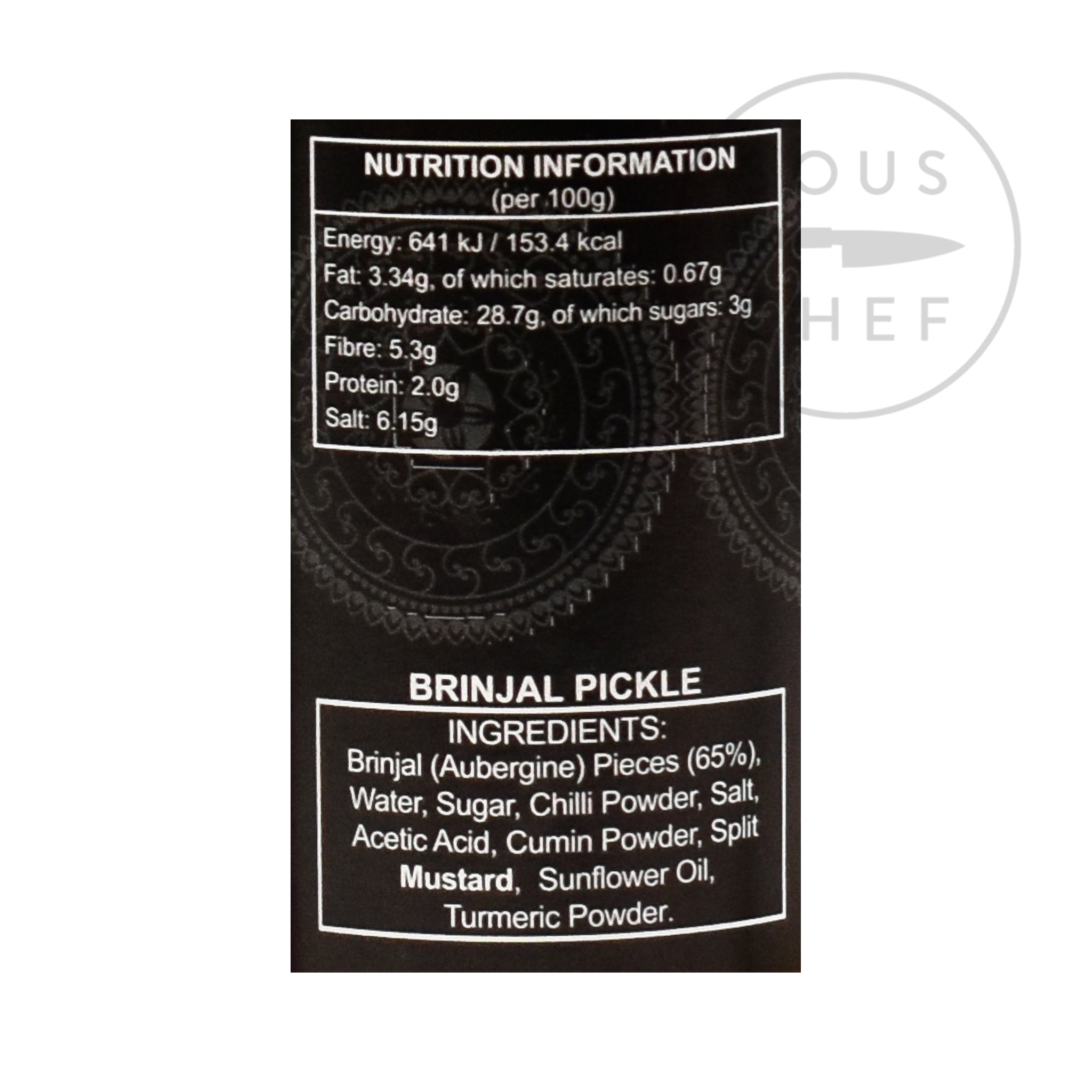 Ferns' Brinjal Pickle 380g nutritional information ingredients