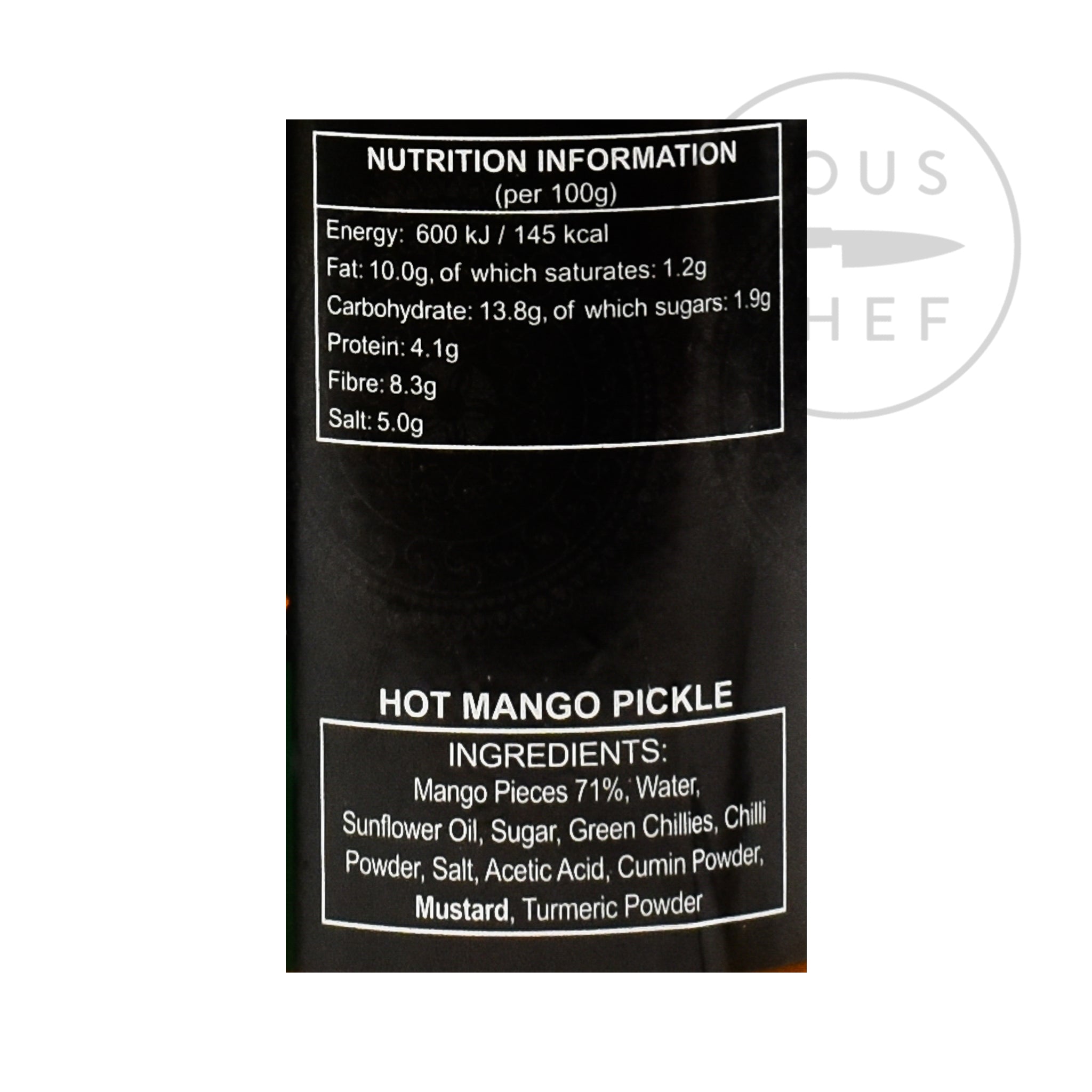 Ferns' Hot Mango Pickle 380g nutritional information ingredients