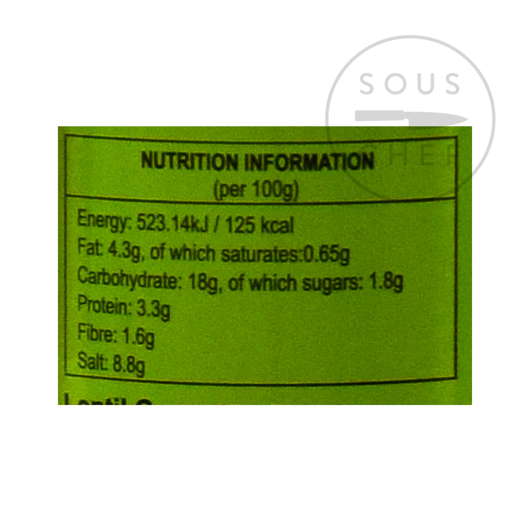 Ferns' Mild Curry Paste 380g nutritional information 