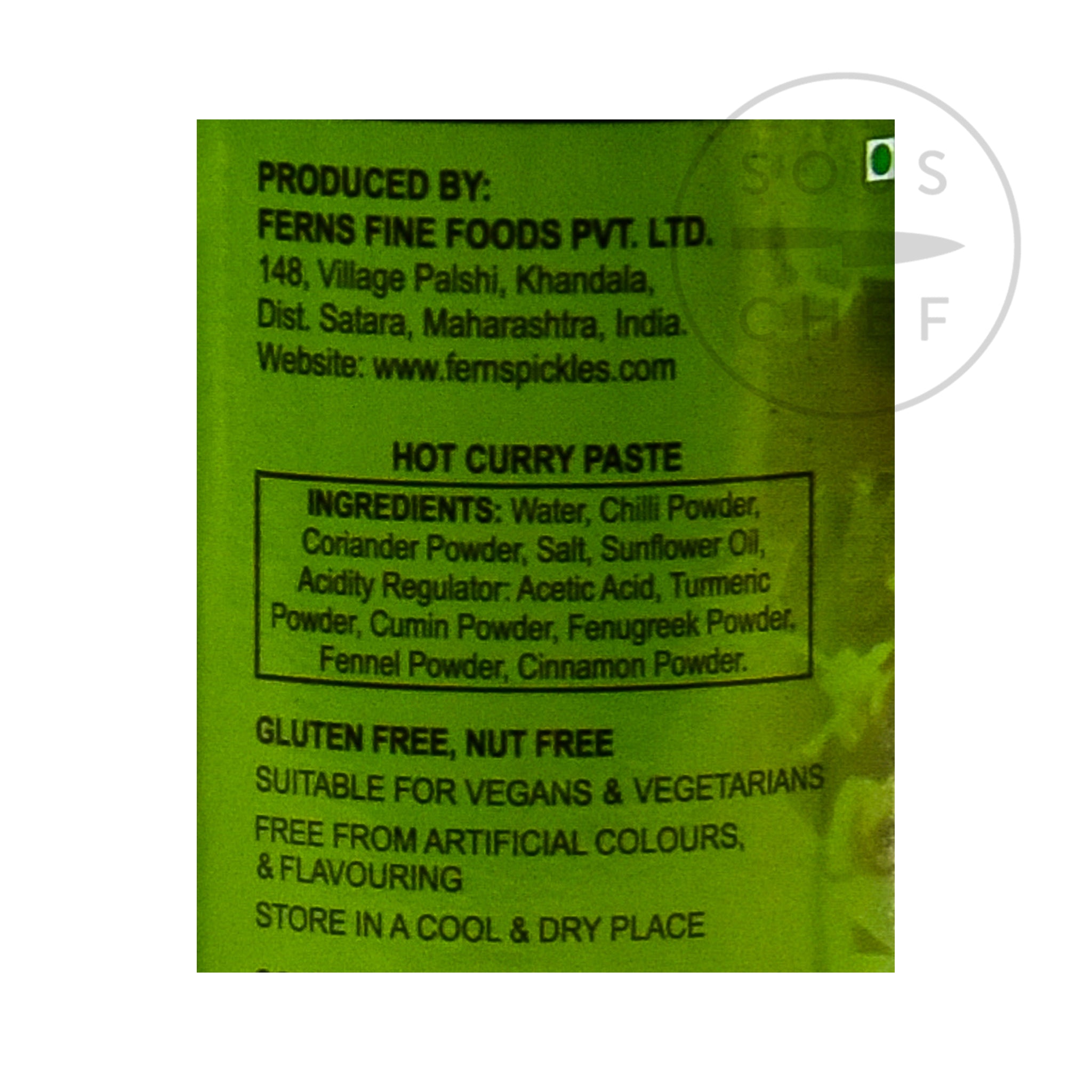 Ferns' Hot Curry Paste 380g ingredients