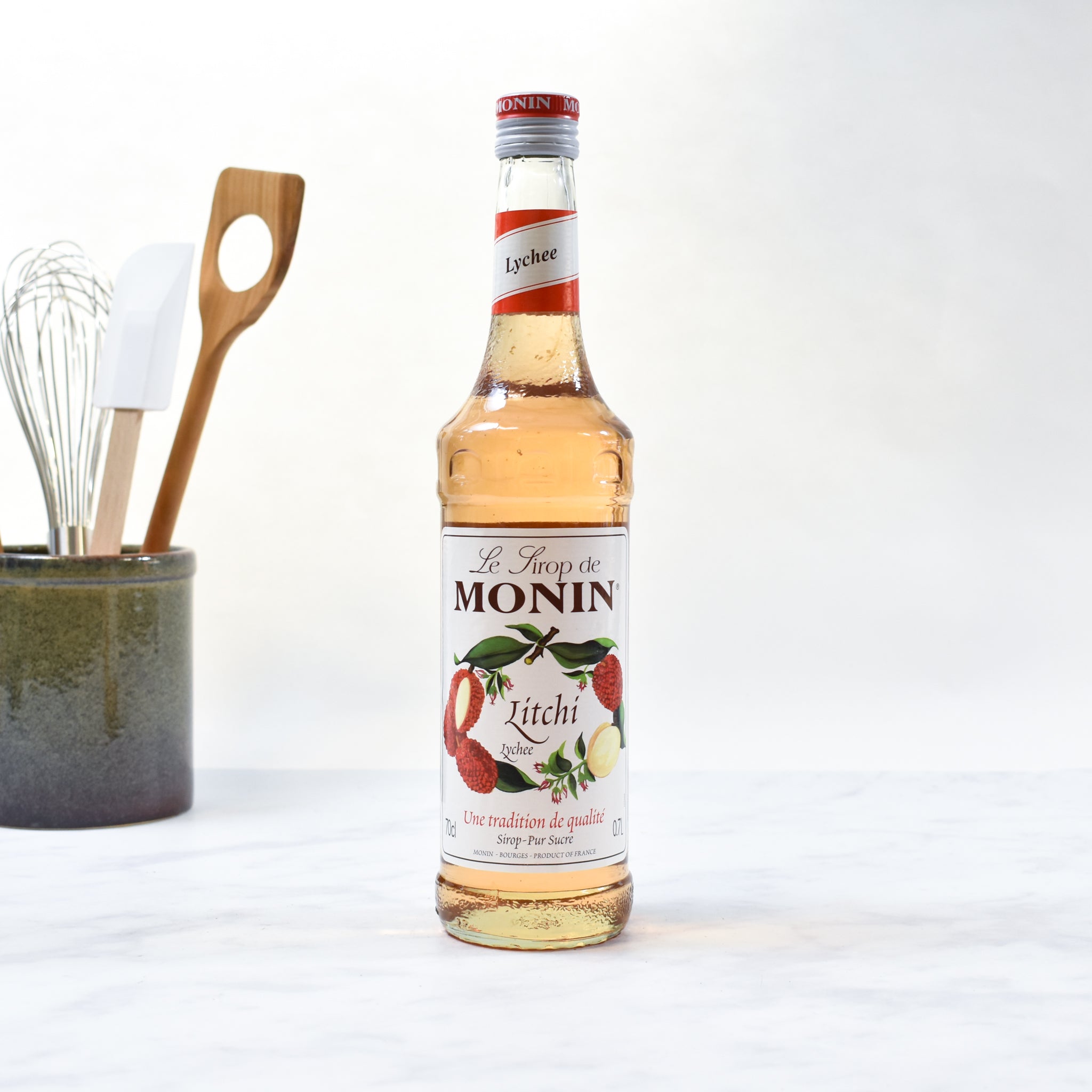 Monin Lychee Syrup 70cl lifestyle photograph