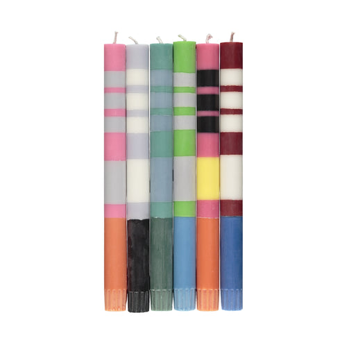 Striped Dinner Candles - Multicolour set of 6