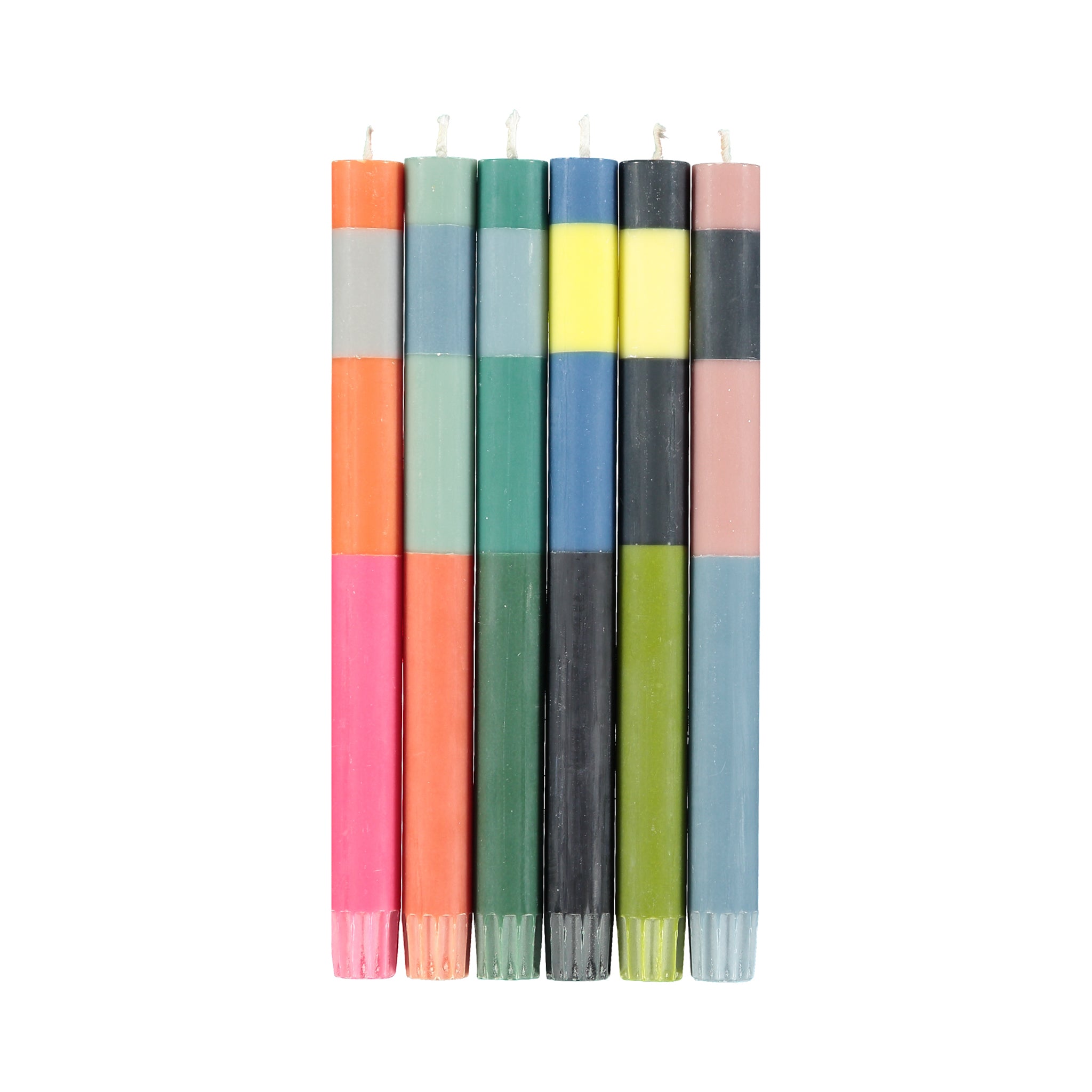 Colourblock Dinner Candles -Multicolour abstract set of 6