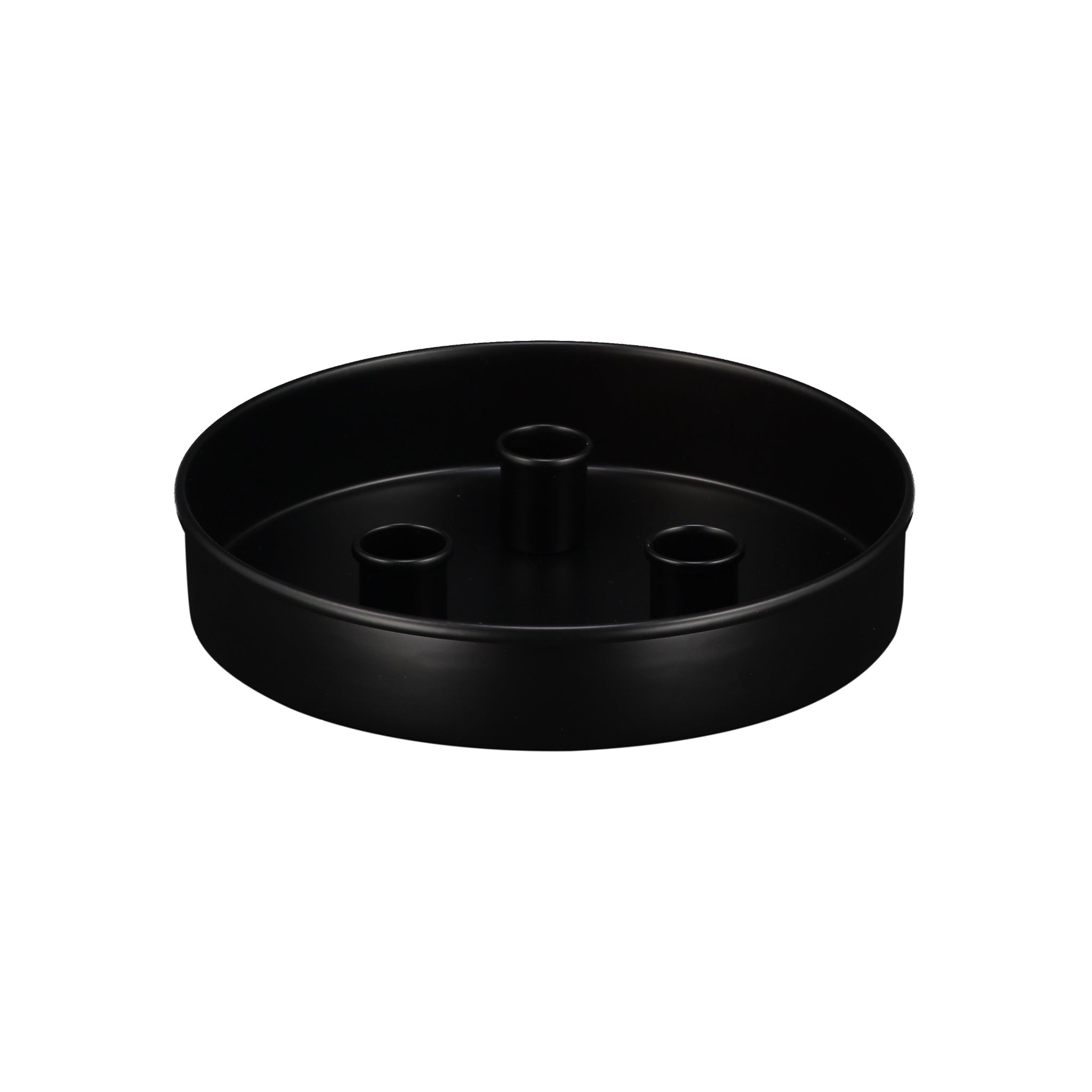 Metal Candle Platter Small Round in Black