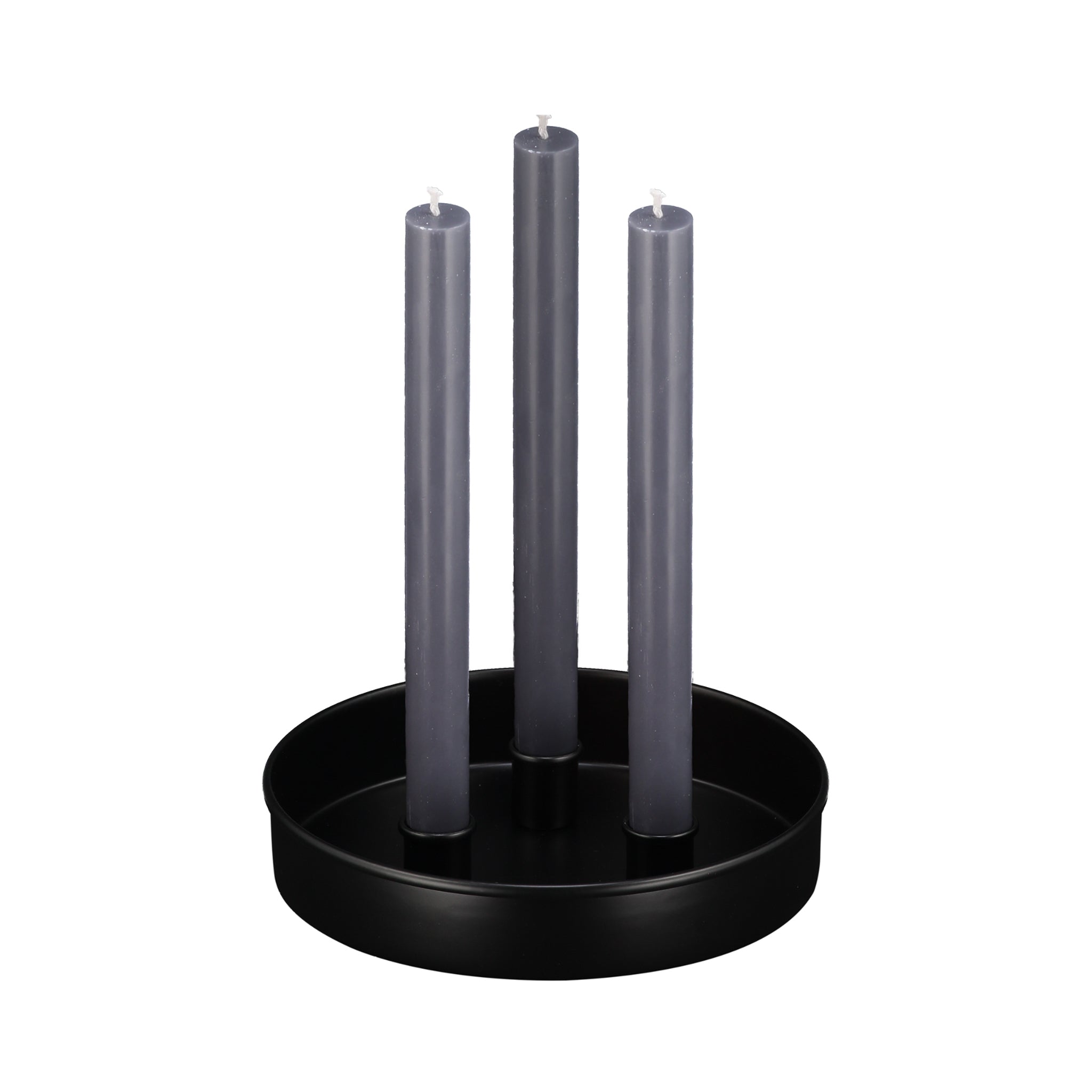 Metal Candle Platter Small Round in Black