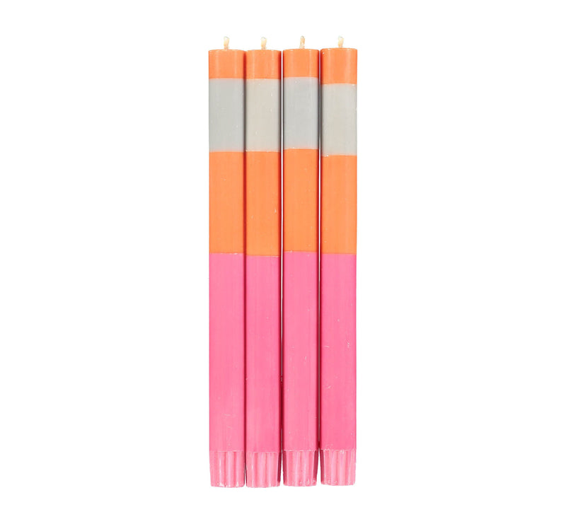 Set of 4 Pink Orange Colourblock Candles