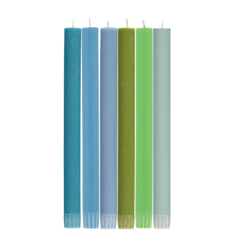Set of 6 Blue Green Assorted Candles