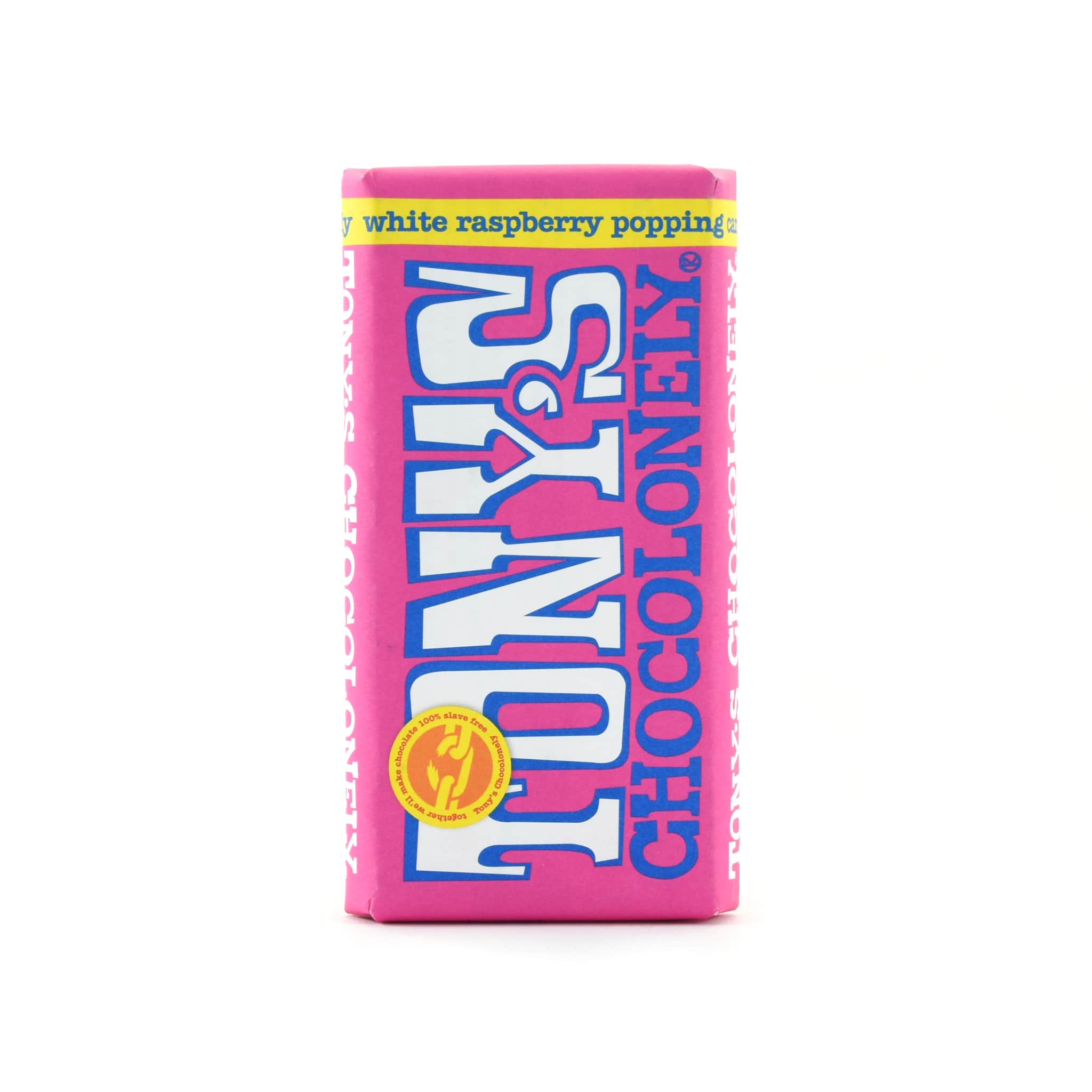 Tony's Chocolonely White Chocolate with Raspberry & Popping Candy 180g