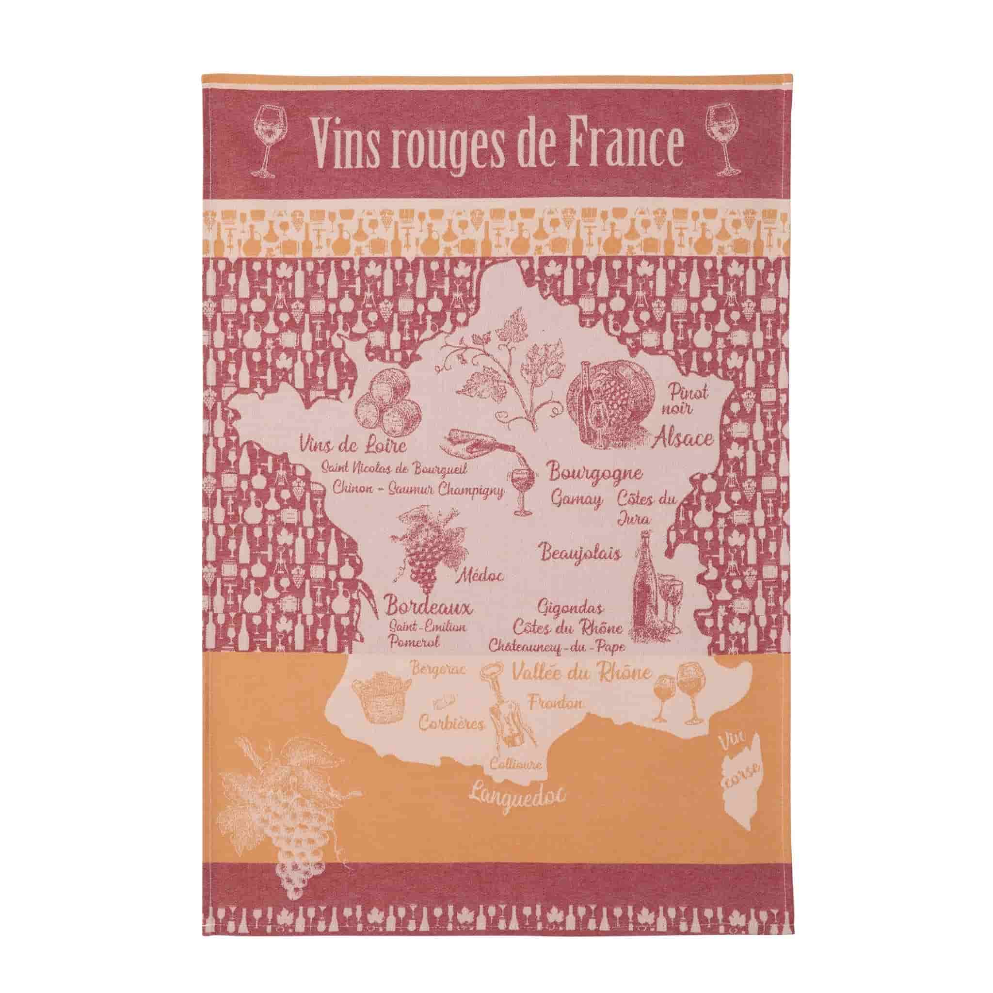 French Tea Towel - Vins Rouges de France